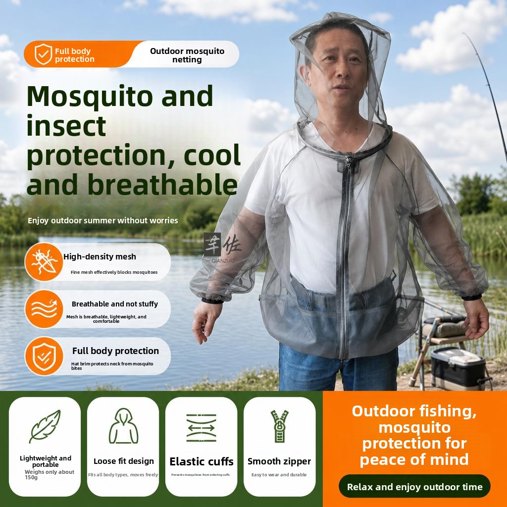 Outdoor Camping Mosquito Net - Men's Anti-Mosquito Clothing Ultra-Thin Quick-Drying Mesh