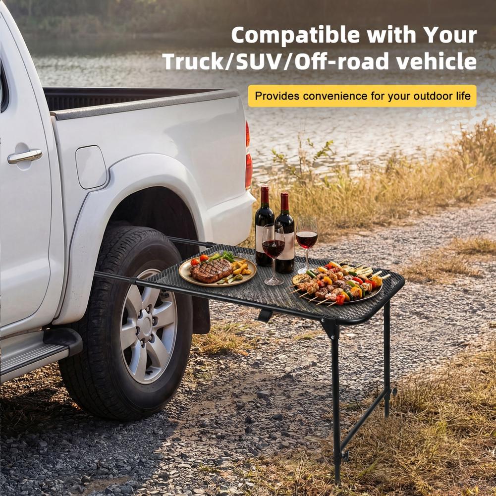 Outdoor Camping Cooking Table - Tire Mount Camping Desk, Steel Folding